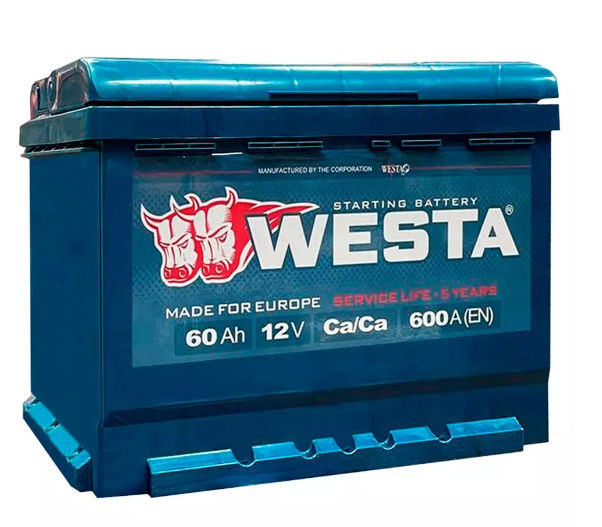 Акумулятор автомобільний Westa 60Ah 600A 12V «+» ліворуч (WPR601)